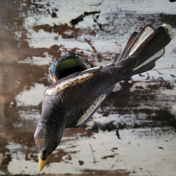 Vintage Porcelain Shiwan Magpie Bird Collection Vase Sakura Blossom - Picture 5 of 7